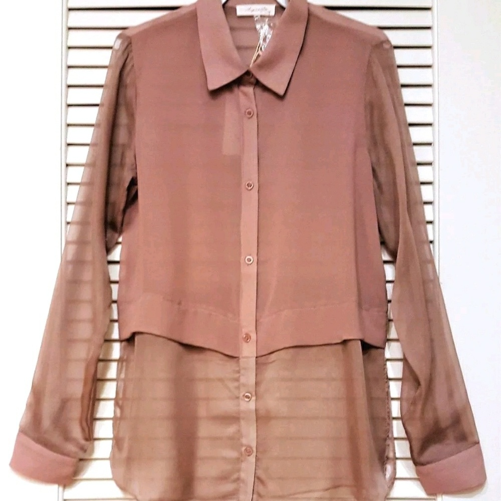 SUGAR LIPS NWT Button Down Blouse Dusty Pink Size small
